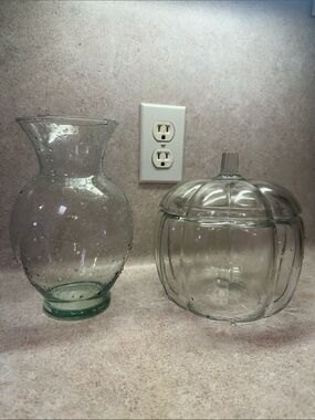 Source Unknown Clear Glass Pumpkin Candy Jar with Lid